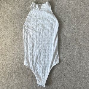 Free People High Neck Eyelet White Bodysuit